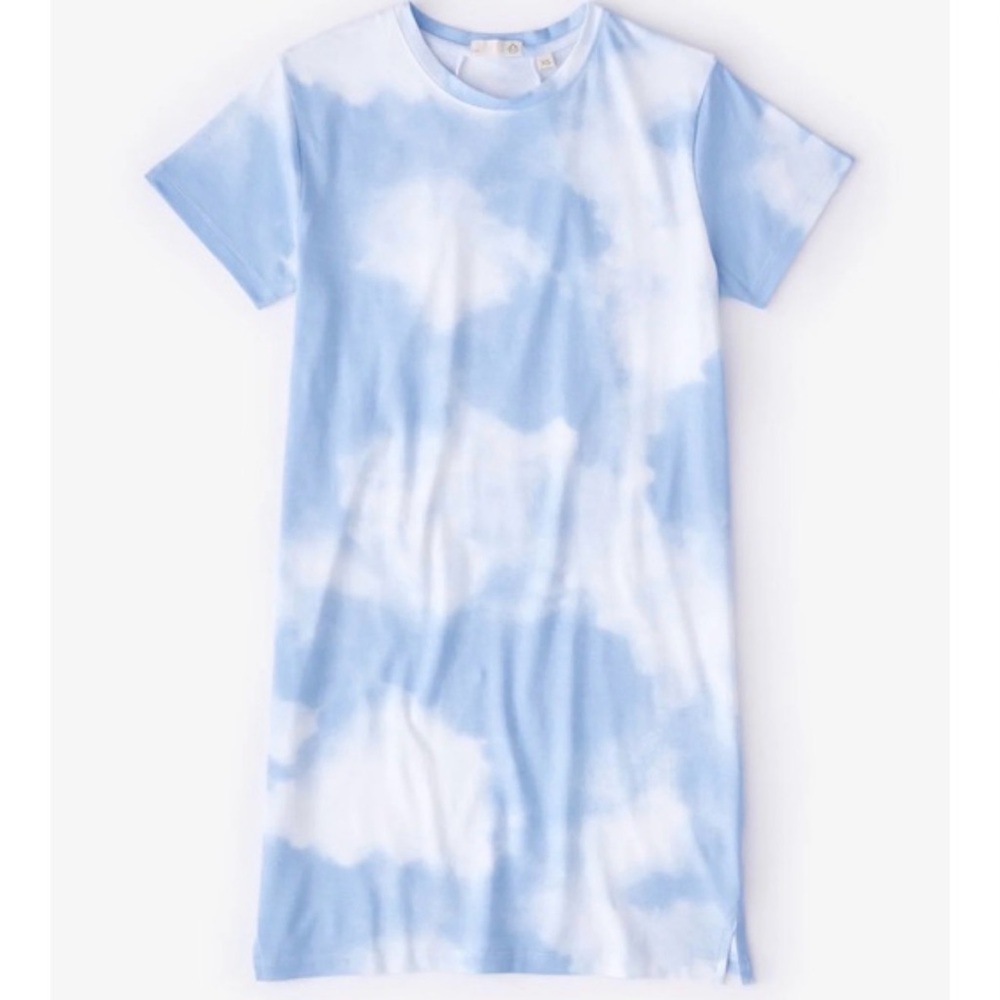 Women's Sky Blue Cloud All Day T-Shirt Dress Organic Cotton Blend Medium